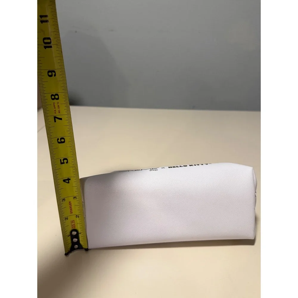 The Creme Shop x Hello Kitty White Makeup Bag Cosmetic Pouch Red Bow 3D Ears